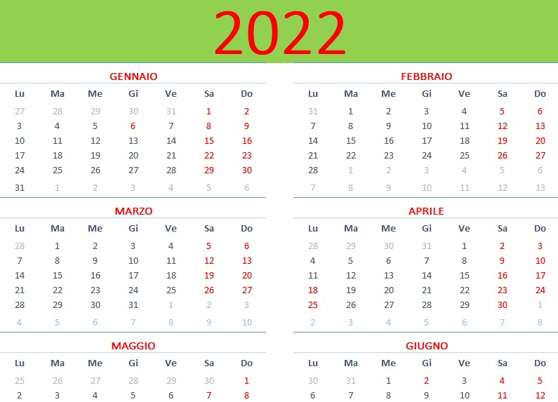 2022 Calendario