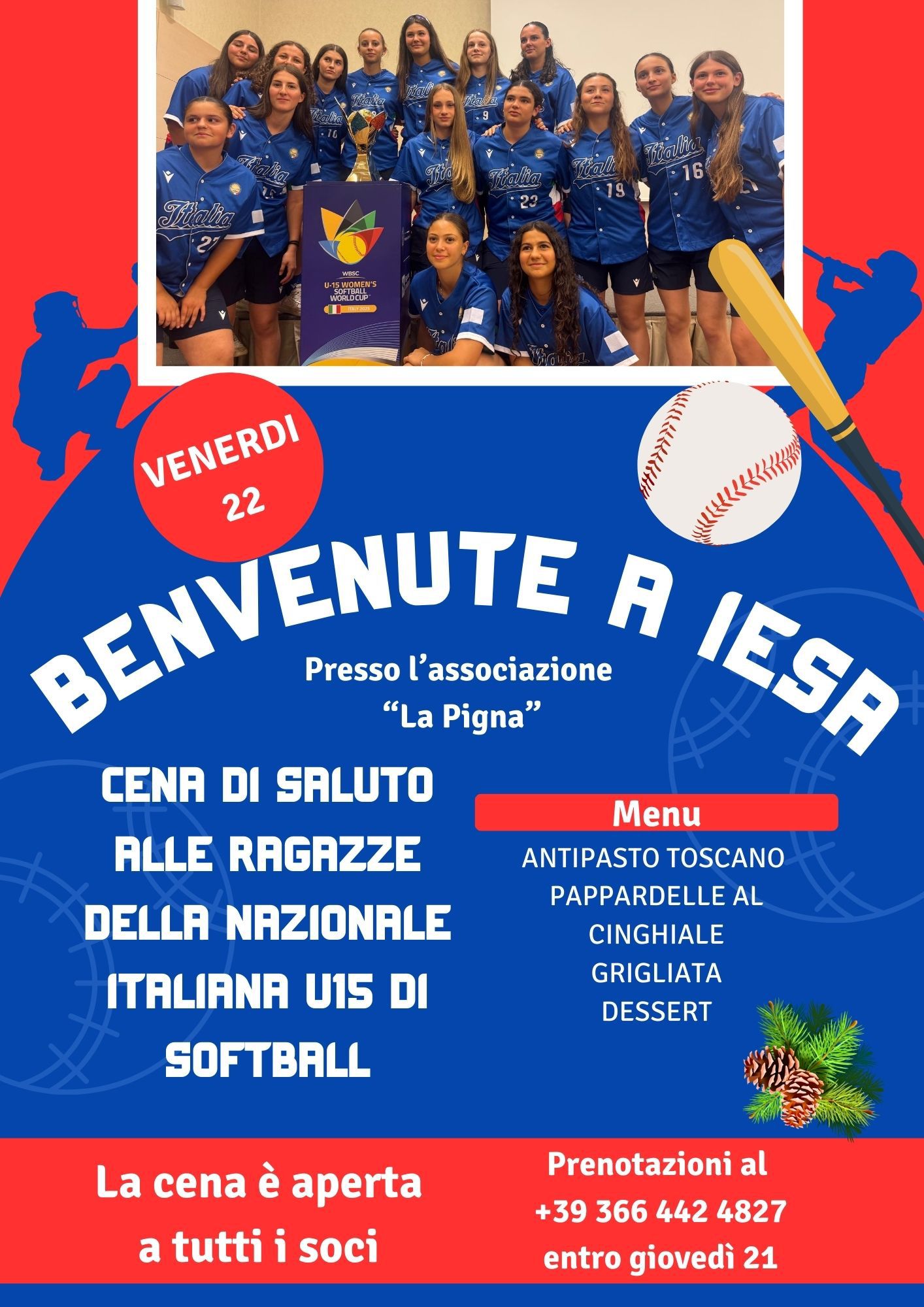 2025 agosto 22 Saluto alla nazionale u15 softball